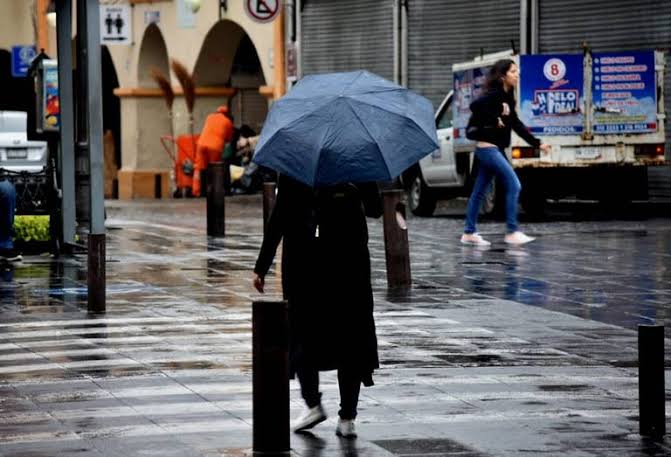 Personas caminando en la lluvia con un paraguas en la calle Descripción generada automáticamente